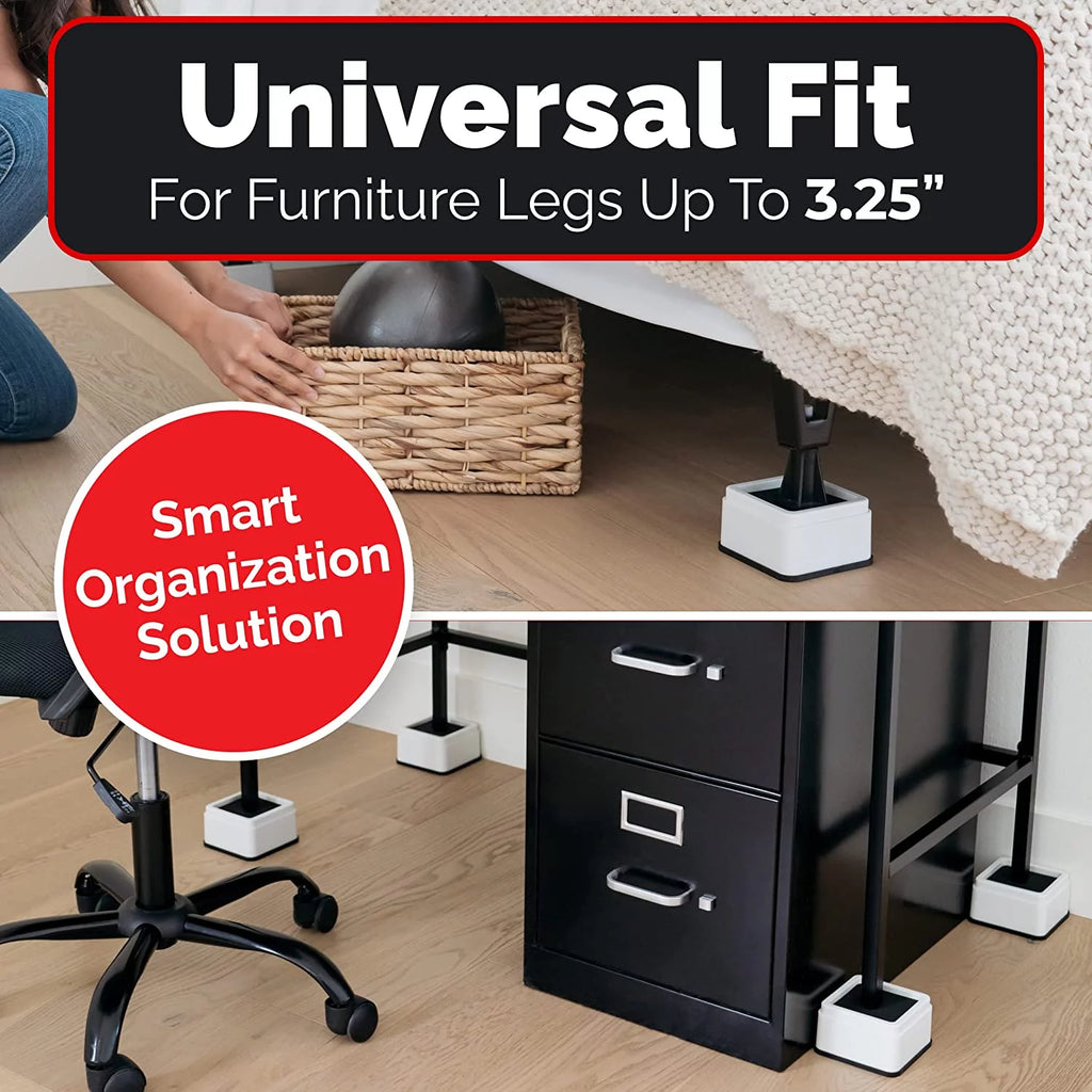 White Square Stackable Bed and Furniture Risers J8250