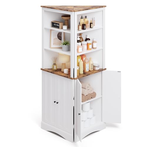White Corner Cabinet with Doors and Shelves Y78687