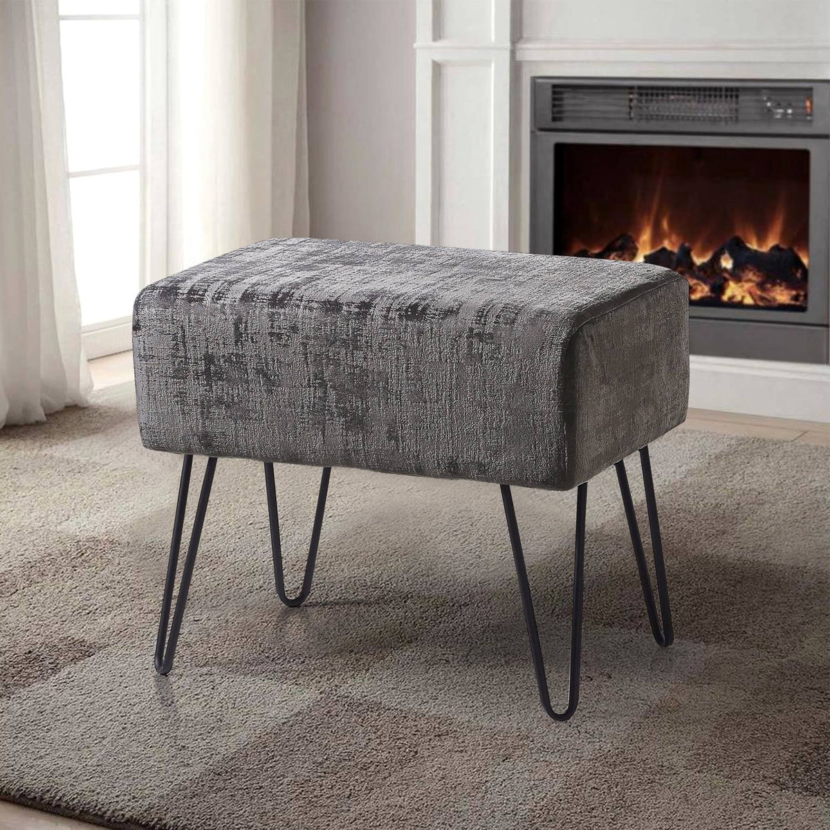 Textured Velvet Ottoman X225728