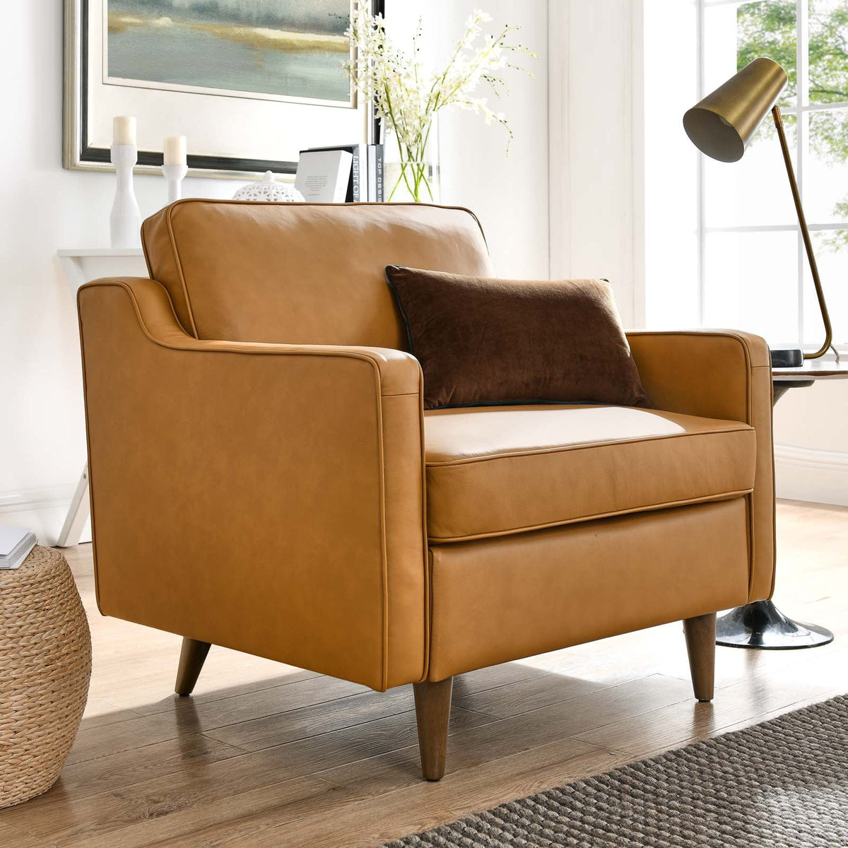 Tan Leather Armchair L3373