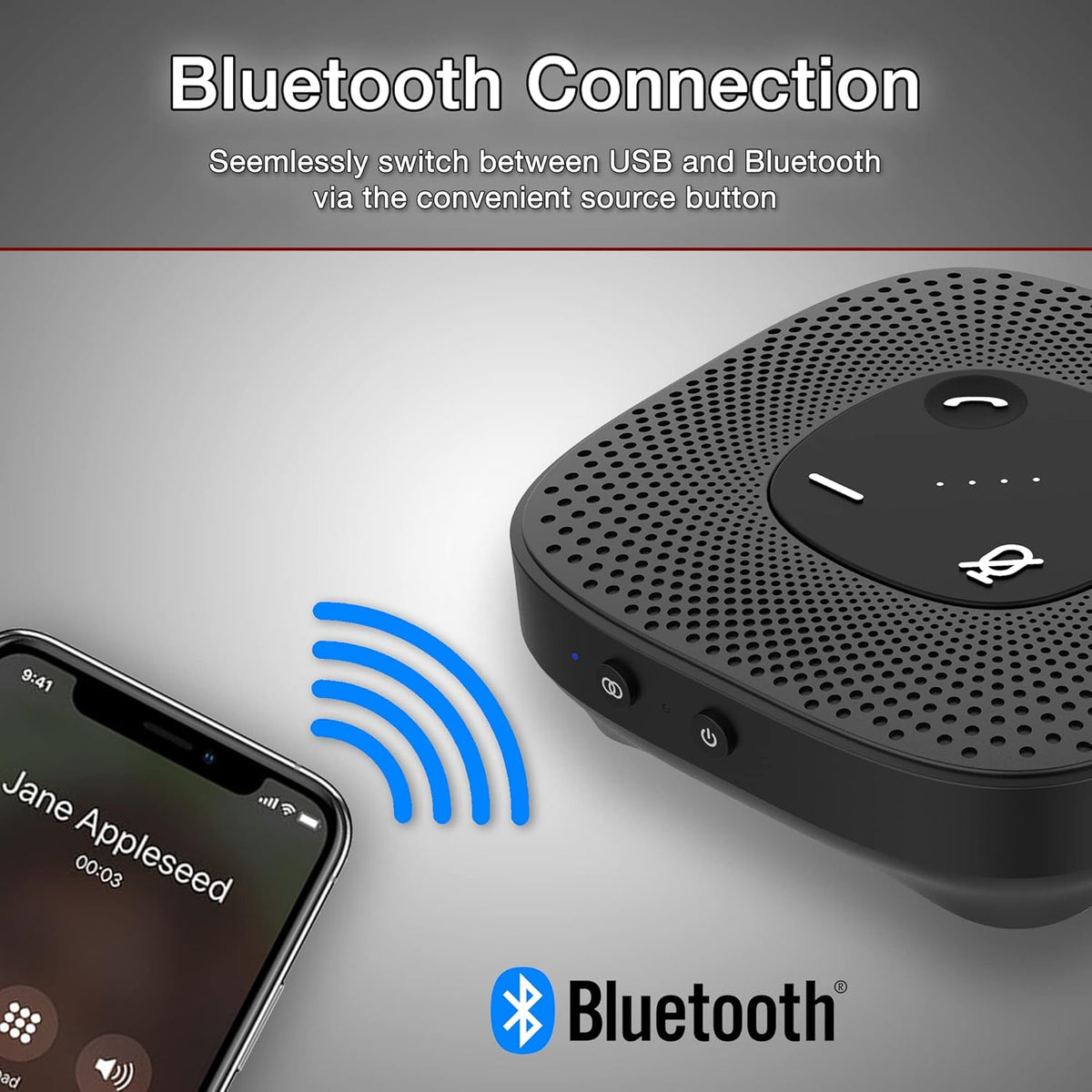 USB and Bluetooth Speakerphone with 360 Degree Noise Cancelling Microphone X3132