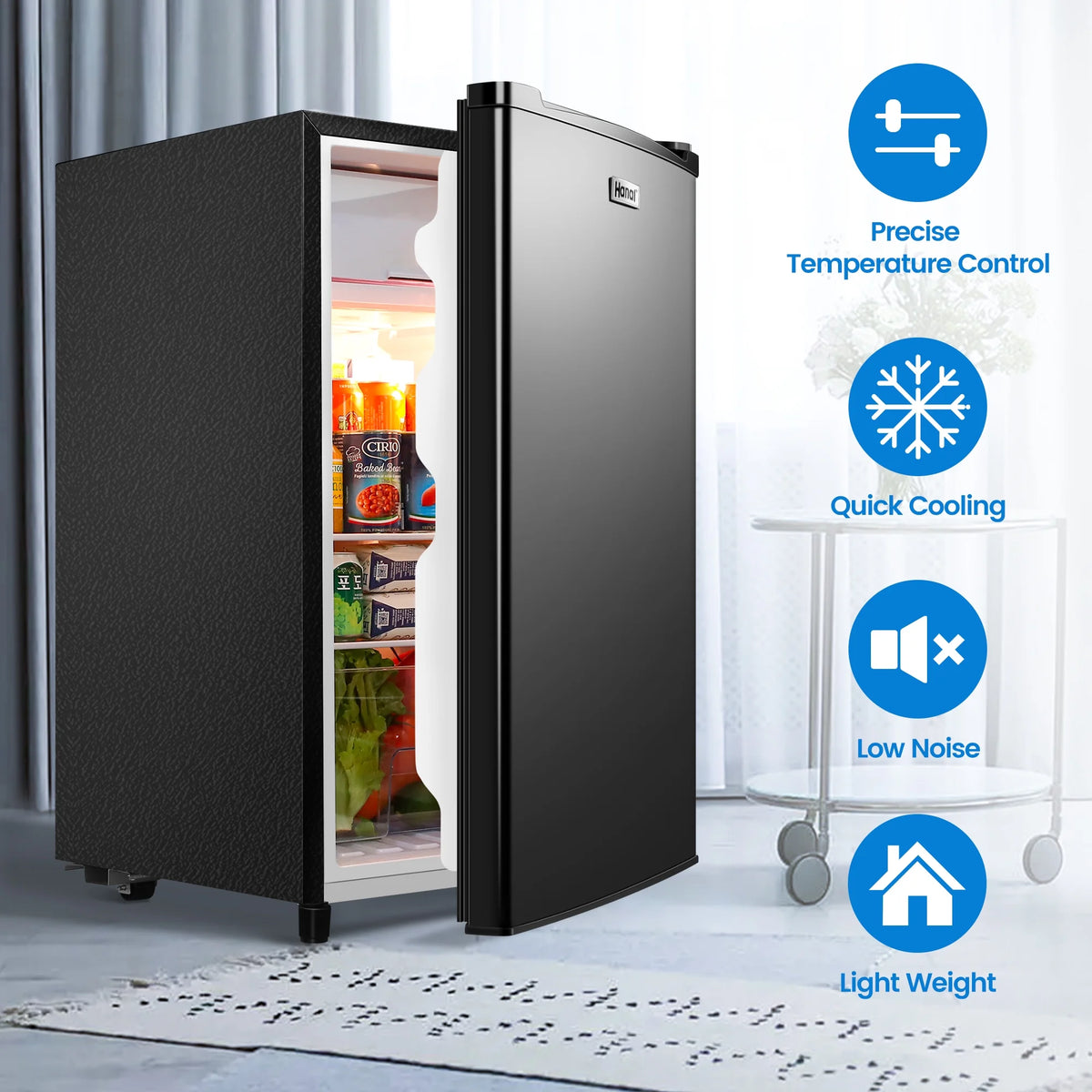 3.2 Cu ft Black One Door Mini Fridge D4318