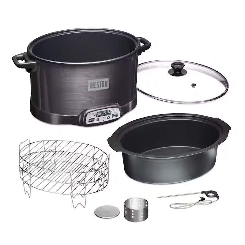 Black 6 qt. Programmable Slow Cooker with Smoker E371131