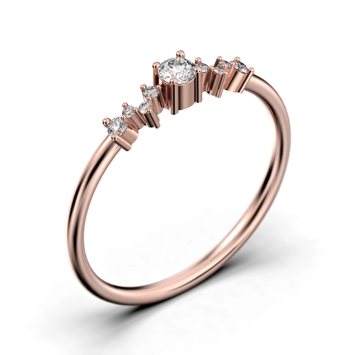 0.60 Carat Round Cut Diamond Moissanite Engagement Ring in 10k Solid Rose Gold A849