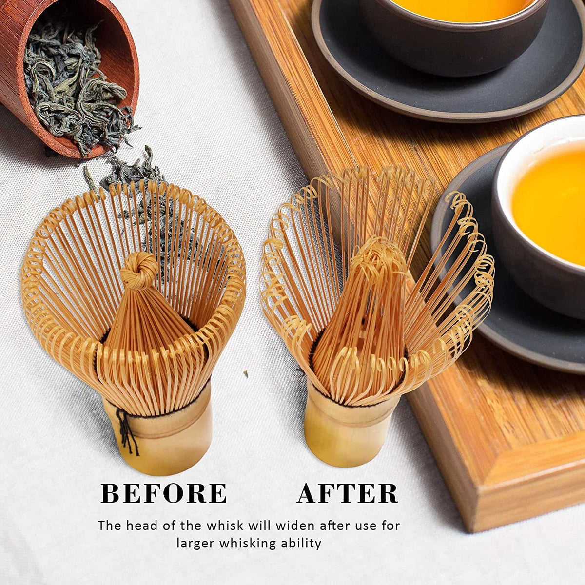2x Bamboo Chasen Green Tea Whisk + Small Scoop + Tea Spoon D16068