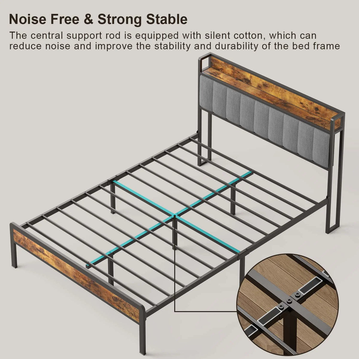 King Bed Frame with Storage Headboard C190