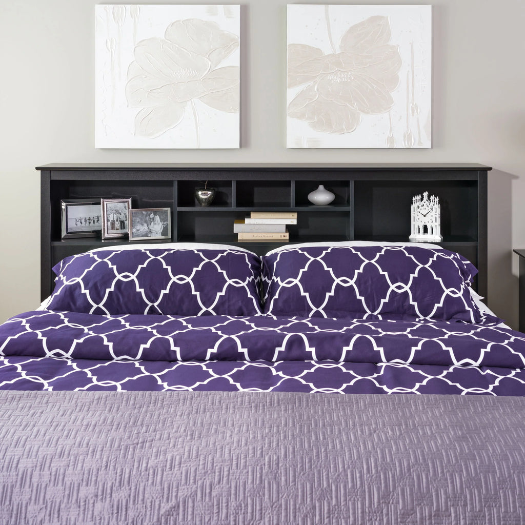 White Full/Queen Bookcase Headboard C668
