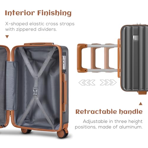 20 Inch Expandable Hard Shell Spinner Luggage with TSA Lock, Black P7649