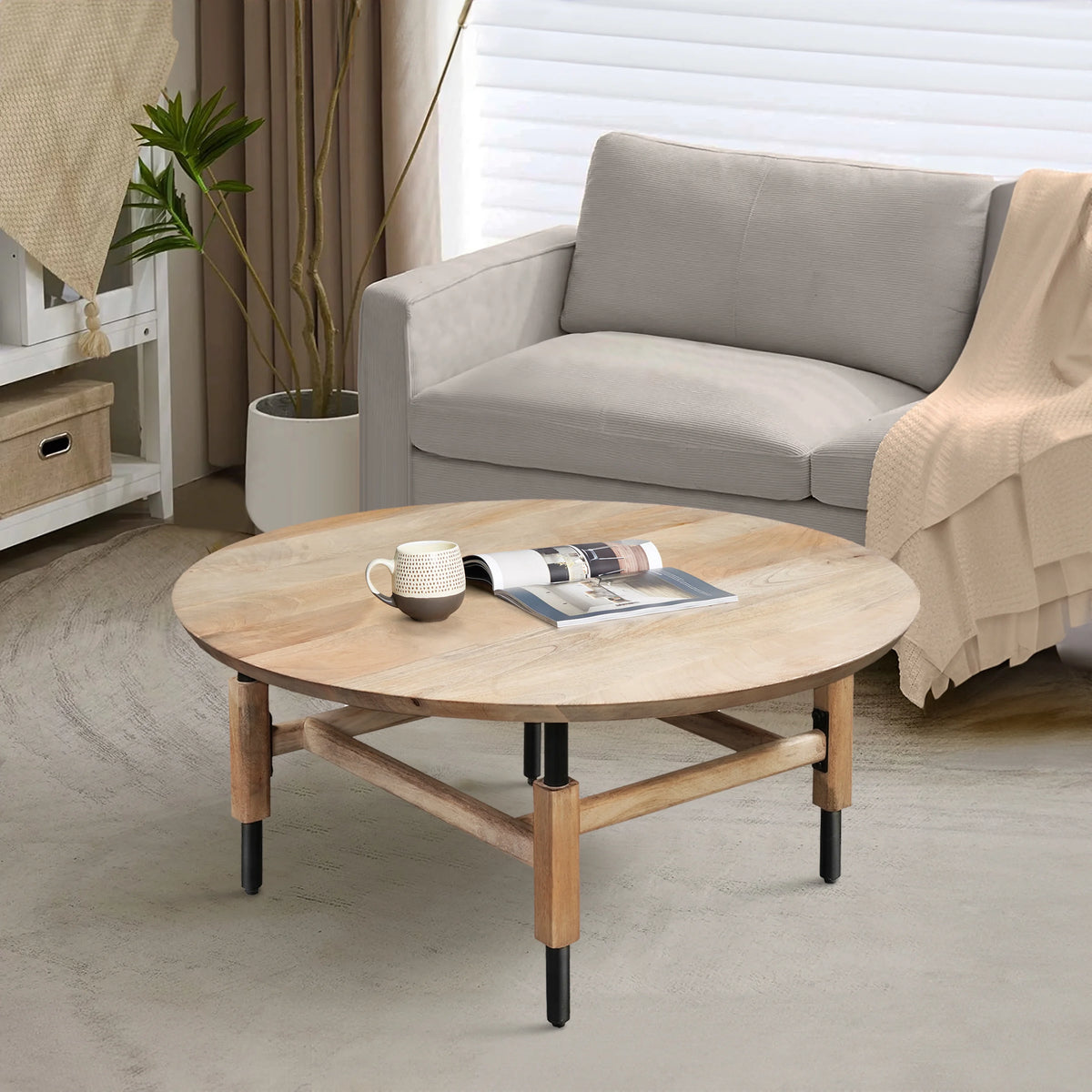 Round Mango Wood Coffee Table Z814