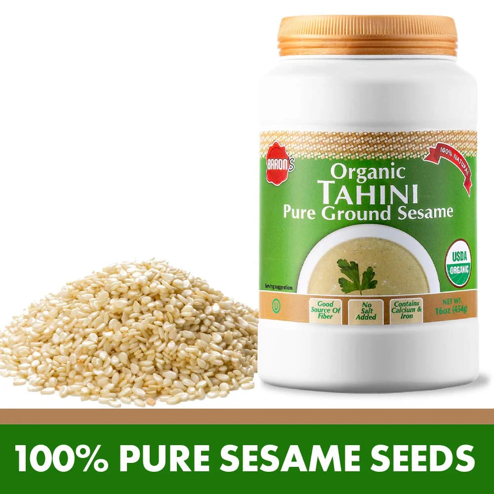 Organic Pure Tahini Sesame Paste 16oz Jars (12 Pack) I997