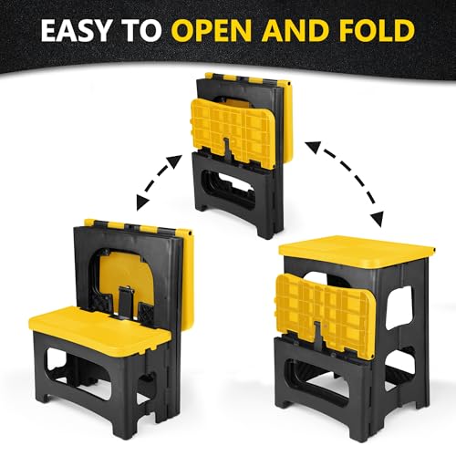 Folding 2-Step Stool, Non-Slip Portable Footstool, Black V884