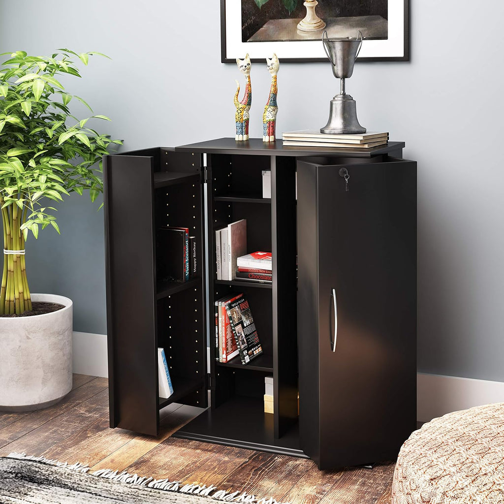 Black Locking Media Storage Cabinet S87599