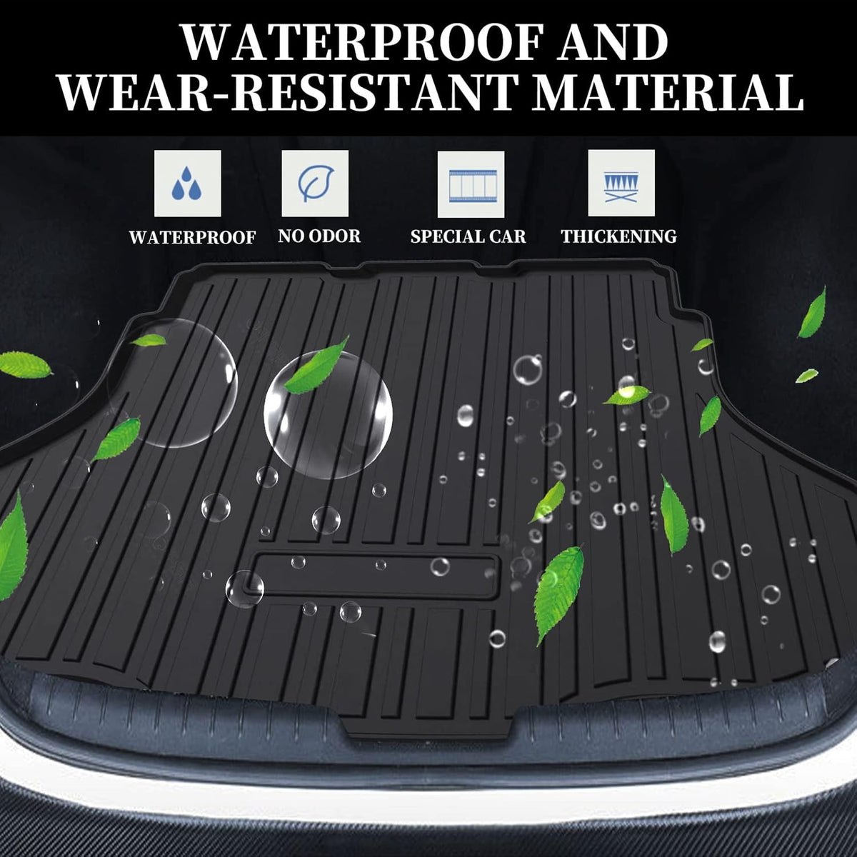 Black TPO Waterproof Rear Cargo Tray Trunk Floor Mat I69415
