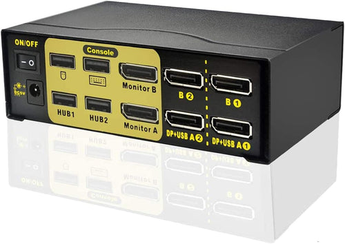 2 Port Dual Monitor KVM Switch with USB 2.0 Hub, 4k 60Hz M7592