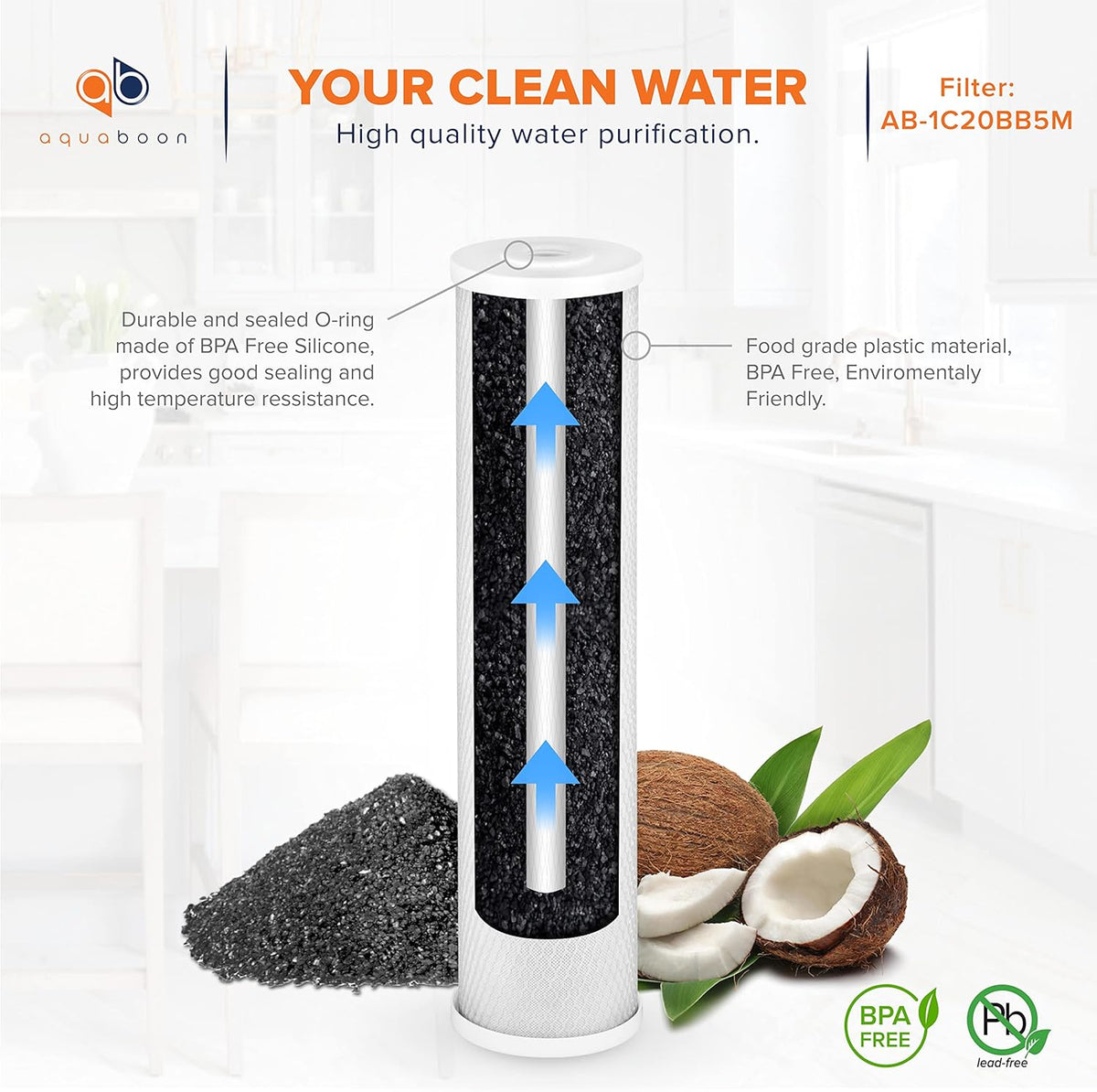 20" x 4.5" 3-Stage Whole House Water Filter System with Bracket and Sediment and Carbon 5 Micron O408
