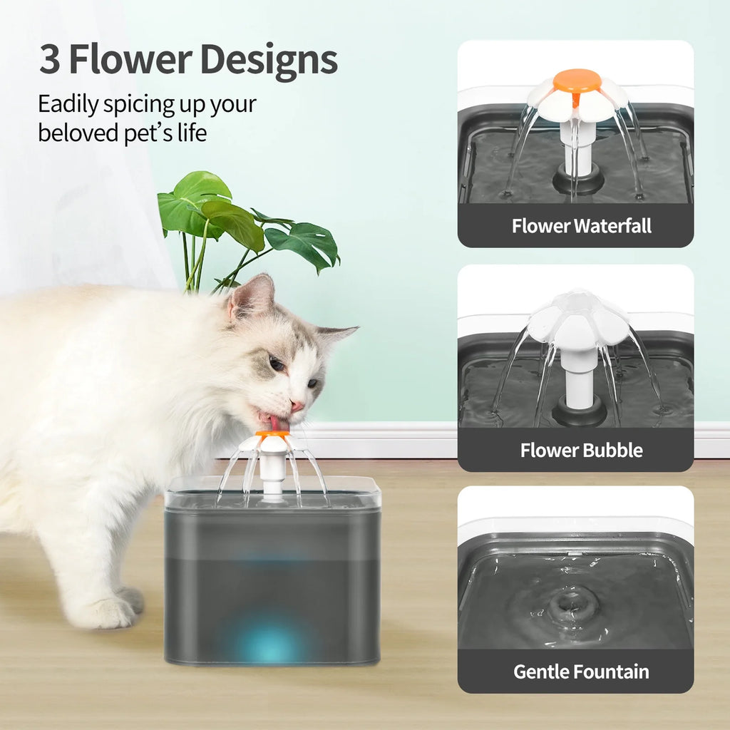 Black 2L Pet Water Fountain with Replacement Filters Q5013