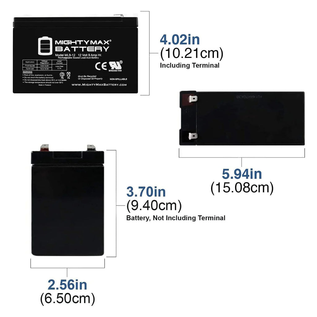 12V 9AH Replacement Battery P9180