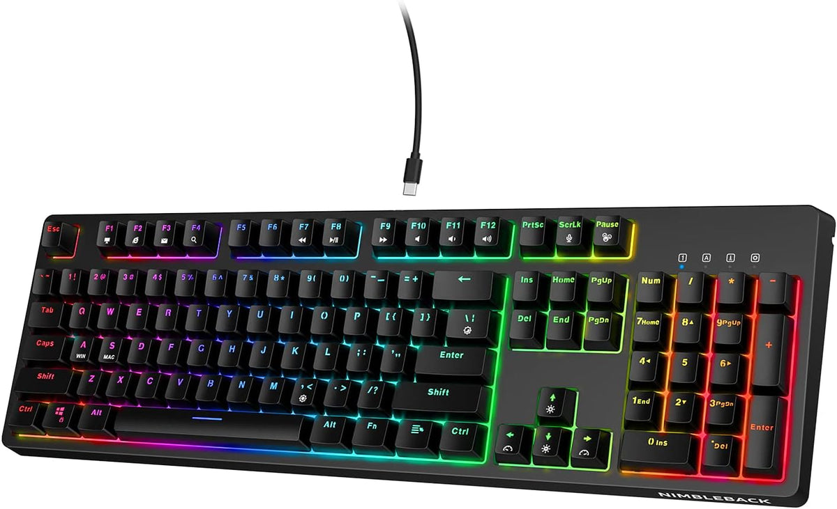 Wired Mechanical Keyboard, Hot-Swappable 104Keys RGB Backlit Gaming Keyboard, Red Switch/White U1532