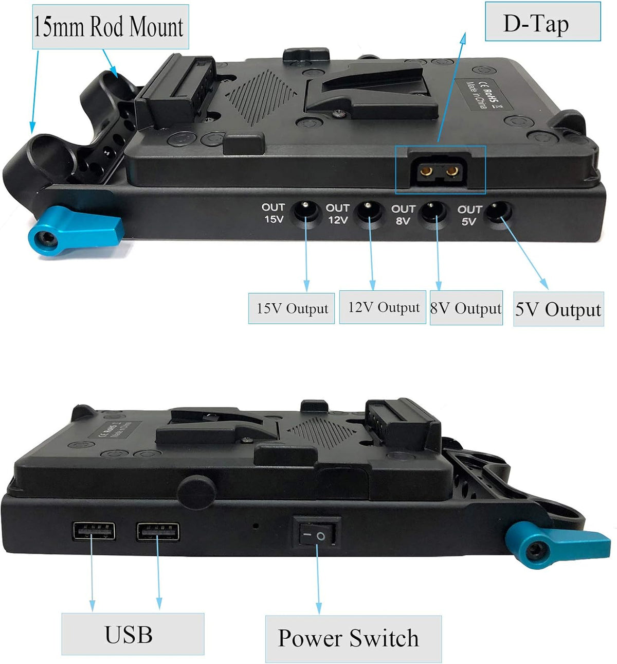 V Mount Battery Plate with D-Tap & USB Output X360726
