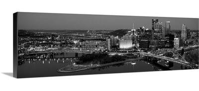 City Skyline at Night Photographic Print Canvas 16x22 C89854