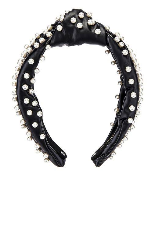 Faux Leather Pearl Knotted Headband O629