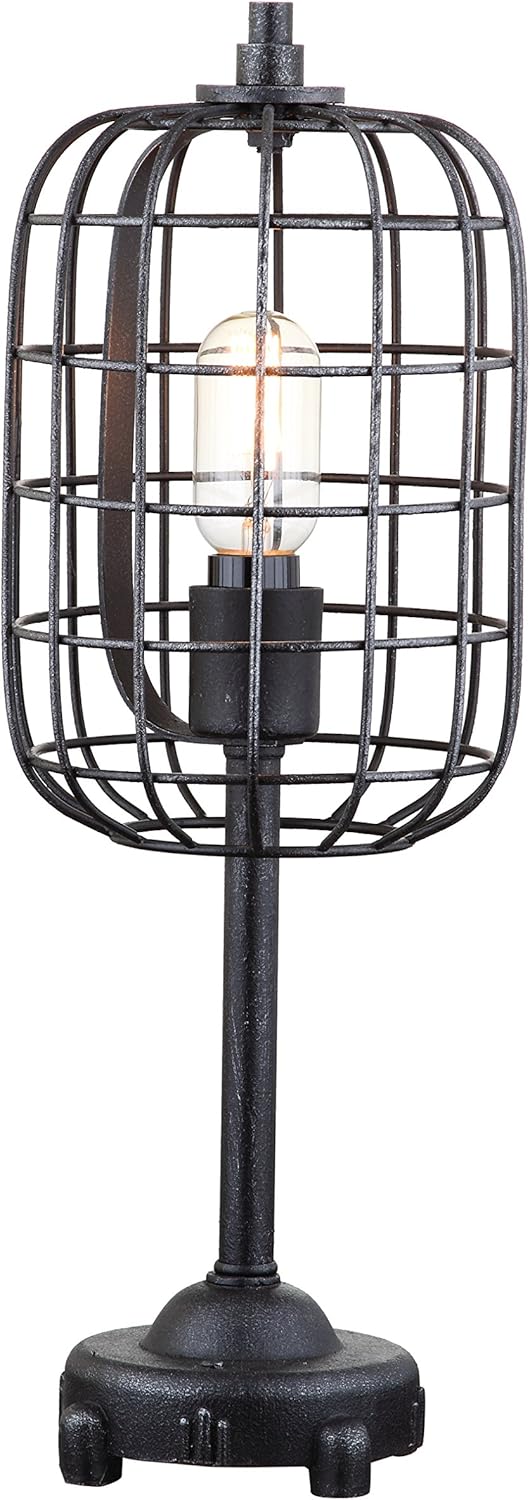 Black/Silver Industrial Metal Table Lamp L8980