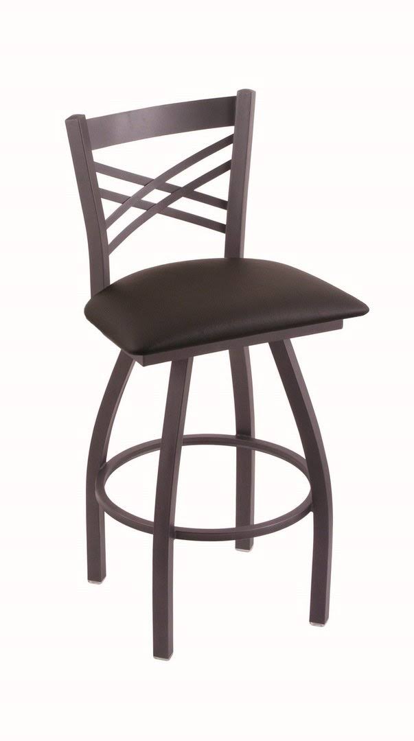 Pewter Swivel Stool with Espresso Seat J12695