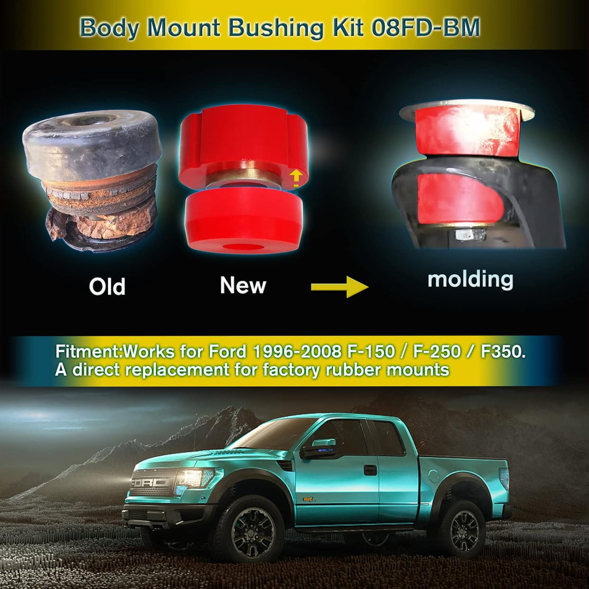 Red Polyurethane Body Mount Bushing Kit (12Pcs) Pack of 2 K376
