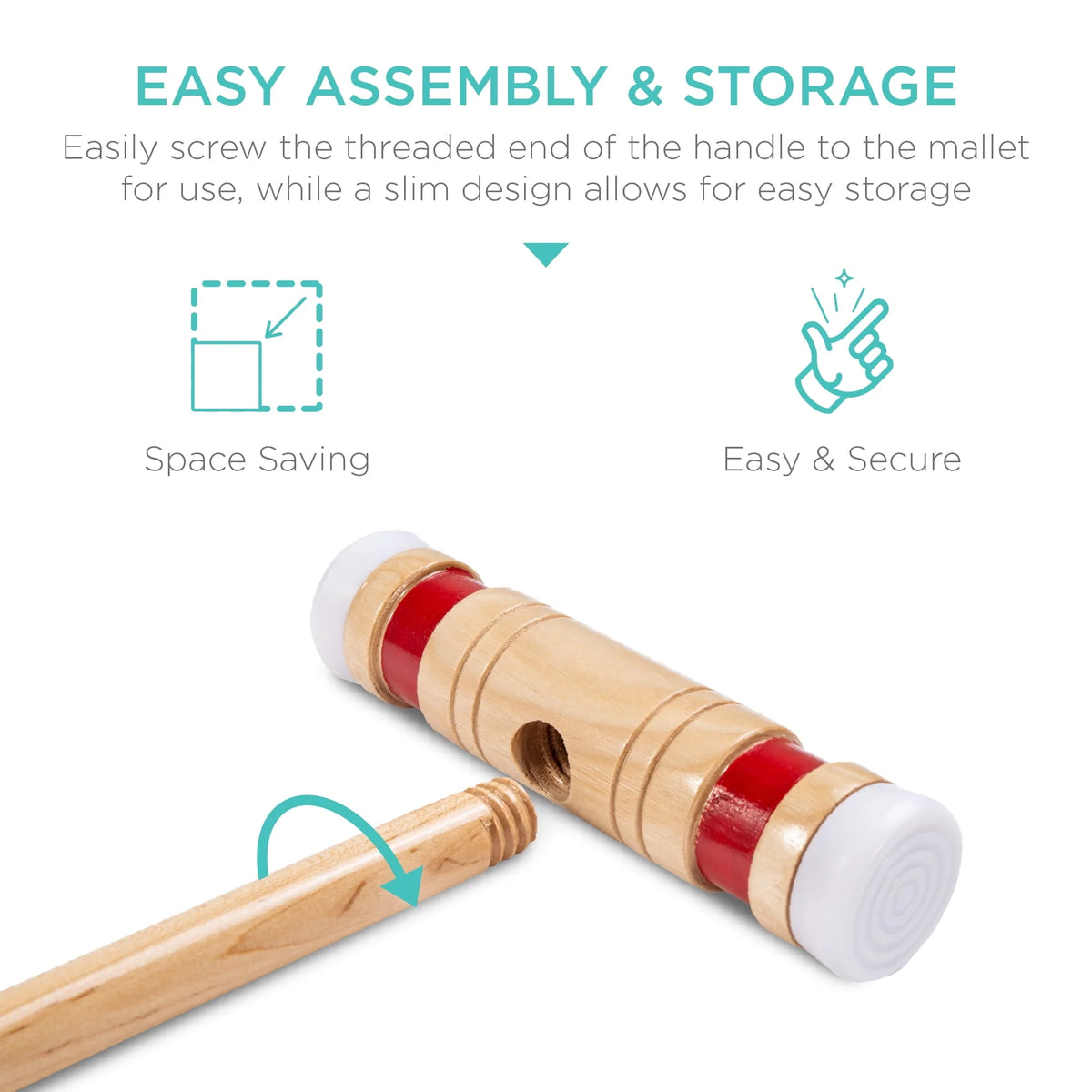 6-Player 32in Wood Croquet Set with Carrying Bag M7530