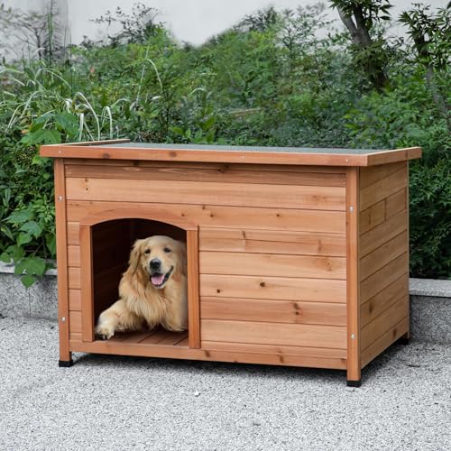 Outdoor Wooden Dog House with Wooden Floor (34" W x 25" D x 23" H) R5982