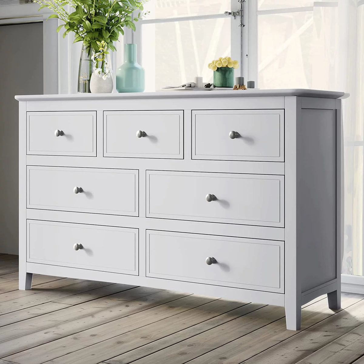 White 3 Piece Wood Bedroom Furniture Set with Full Size Bed B382