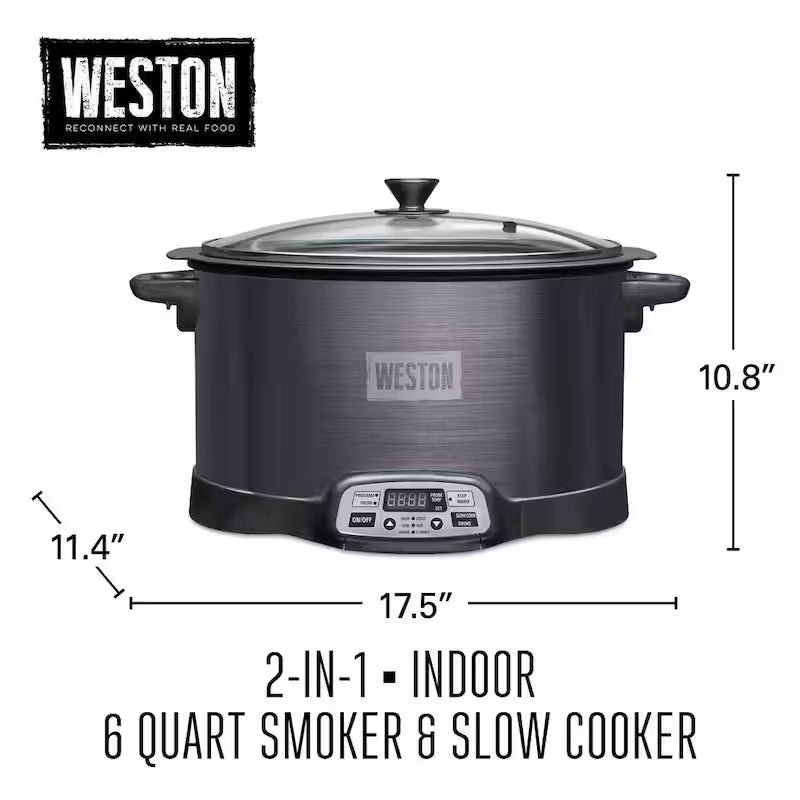 Black 6 qt. Programmable Slow Cooker with Smoker E371131