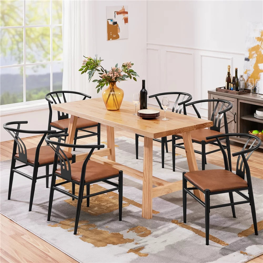 Set of 2 Brown PU Leather Dining Chair V22476