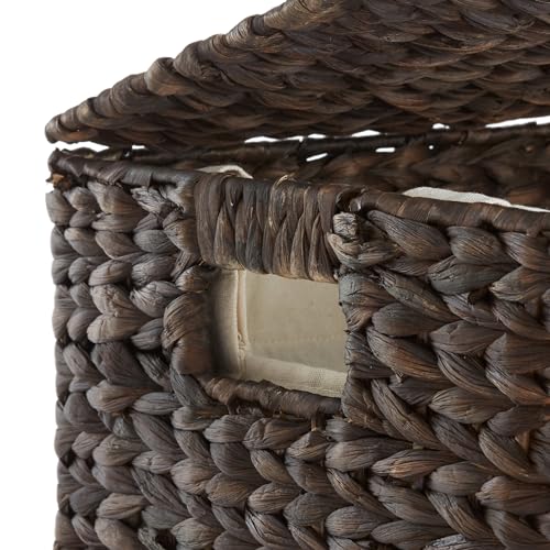Natural Woven Water Hyacinth Laundry Hamper with Lid and Removable Liner Bag B5938