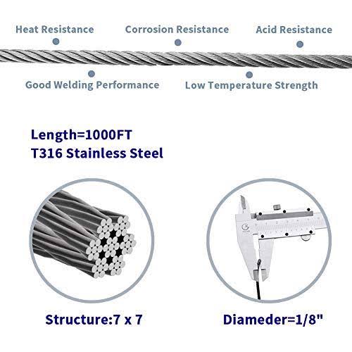 1/8' T316 Stainless Steel Cable Wire Rope V7835