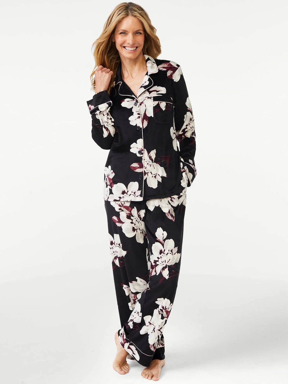 Velour Knit 2-Piece Pajama Set M8457