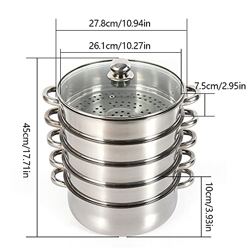 3 Tier Stainless Steel Steamer Pot with Lid K662