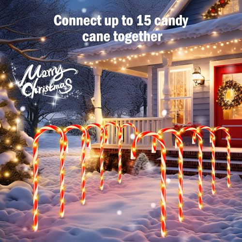 20 Packs Solar Candy Cane Lights Outdoor Pathway, 8 Modes LED Candy Cane Decorations H5736
