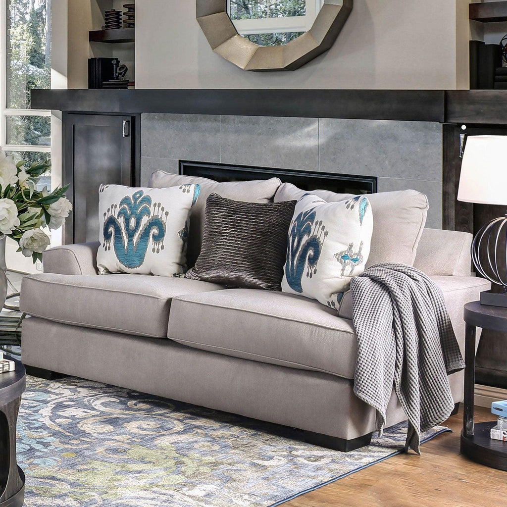 Gray & Silver Chenille Sofa and Loveseat F576211