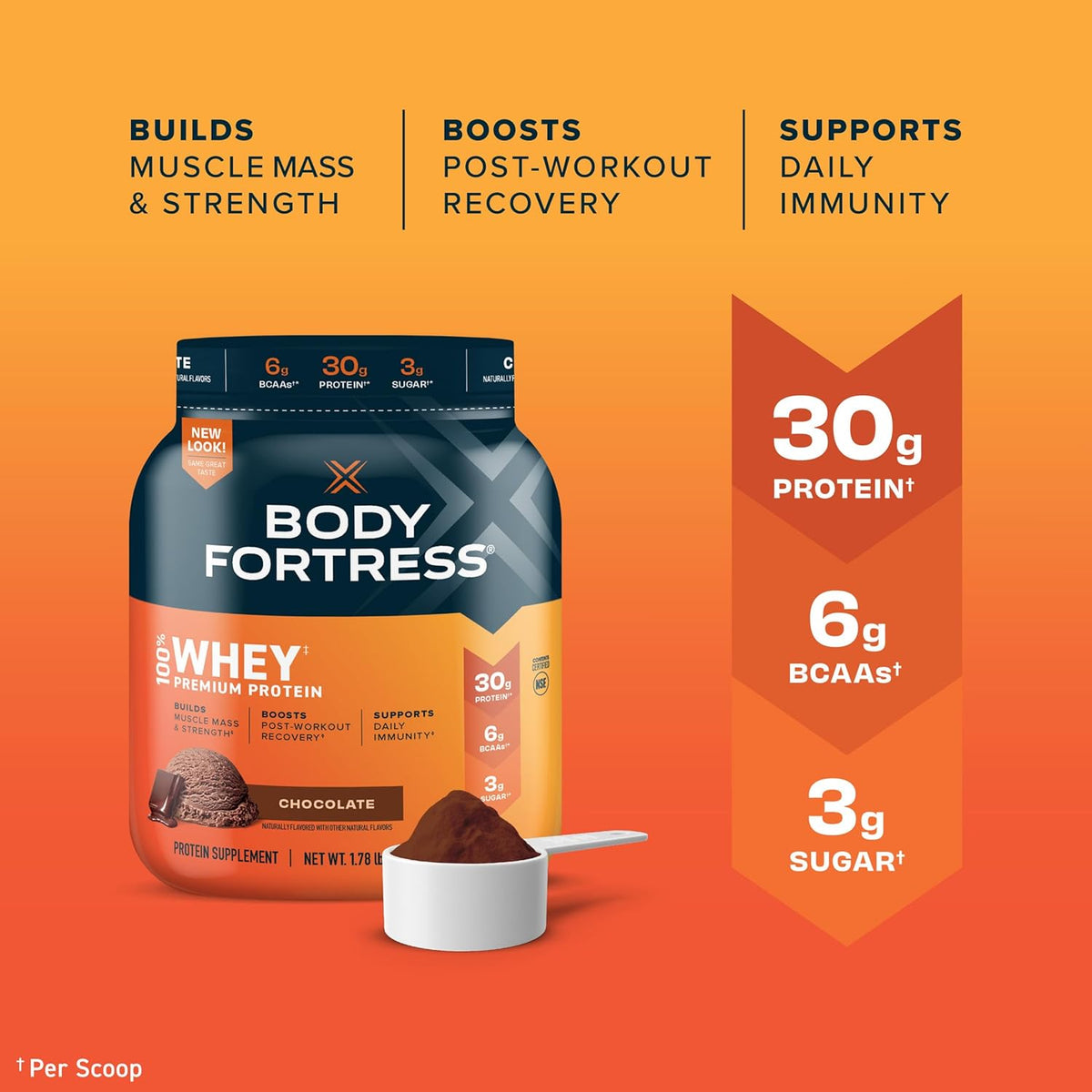 Chocolate Whey Protein Powder 1.78lbs and Chocolate Peanut Caramel Protein Bars 12 Count 1.76oz A830795