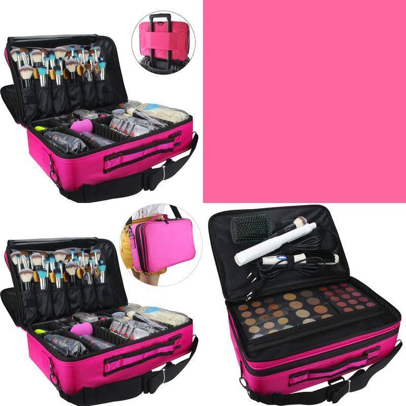 3 Layer Makeup Train Case Cosmetic Organizer Storage Brush Box P658360