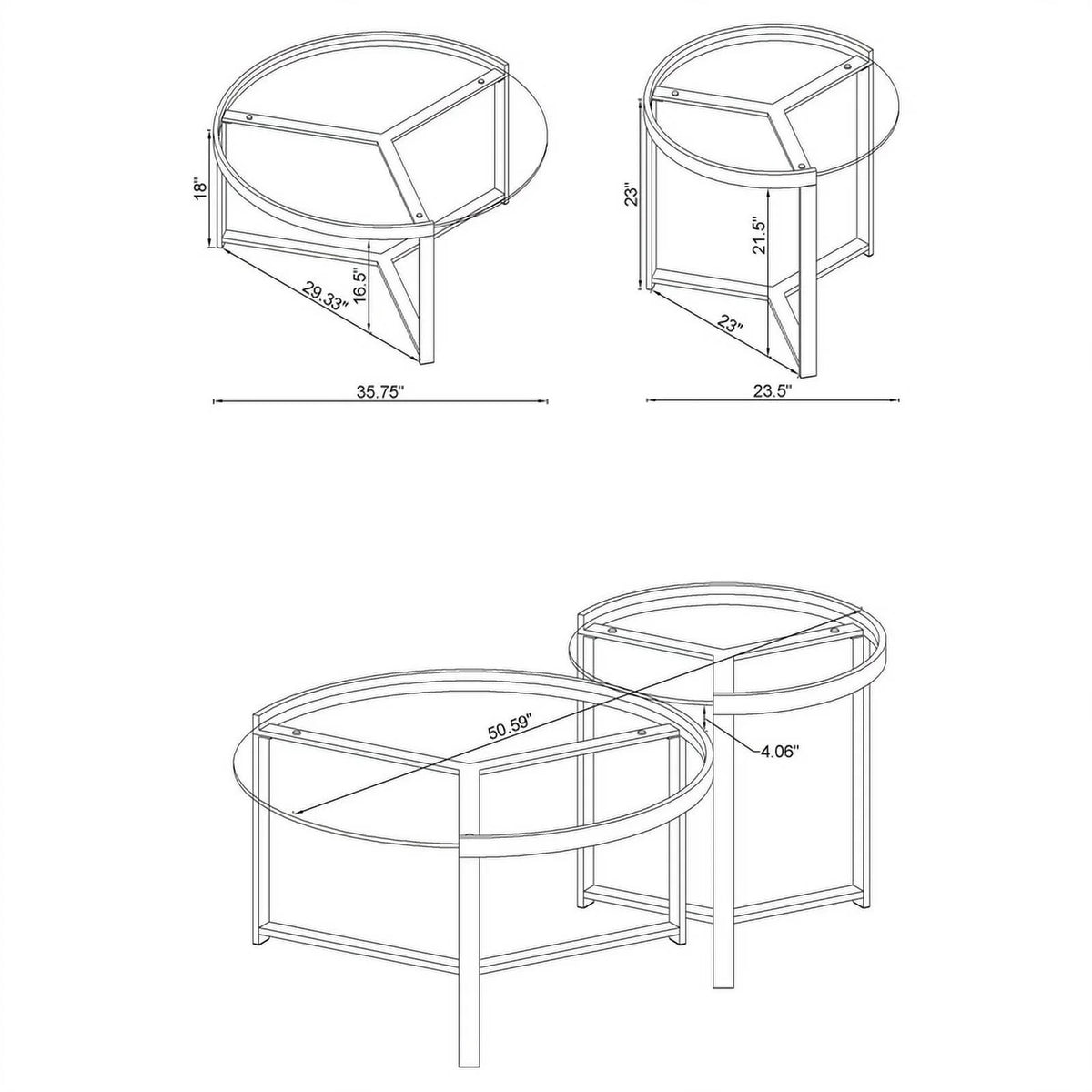2-piece Metal Round Nesting Table J694372