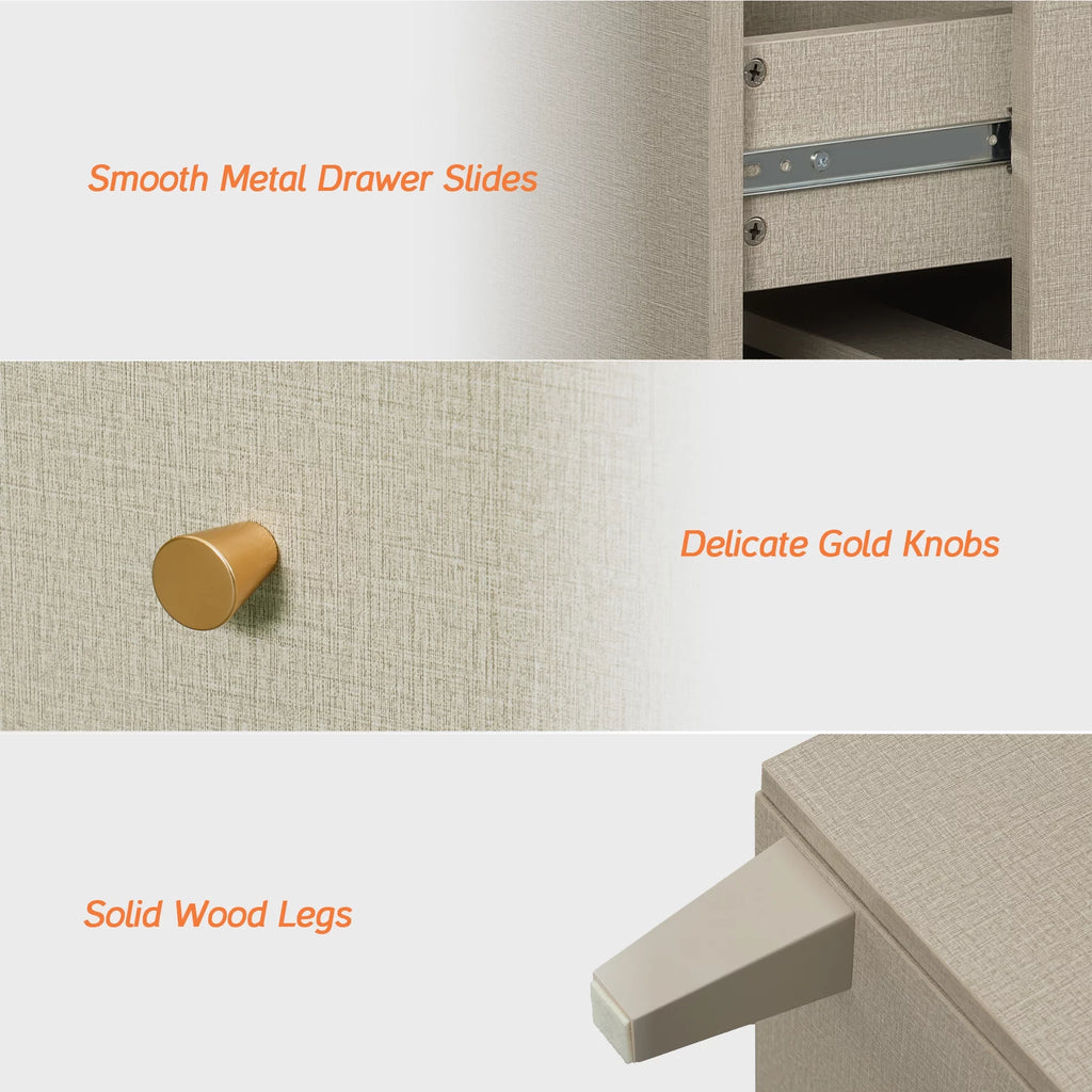 Beige 6 Drawer Wood Dresser J808977
