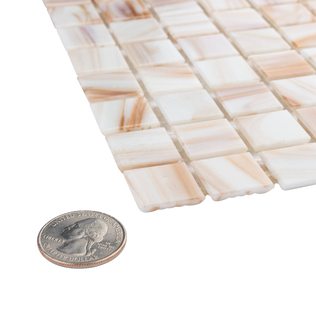Fused Glass Mosaic Wall Tile, 12 inch x 12 inch, Brown/Tan/White/Copper Z54079