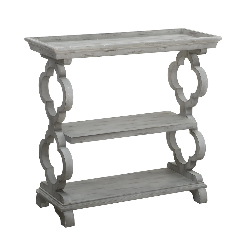 Grey Quatrefoil Console Table Z35003