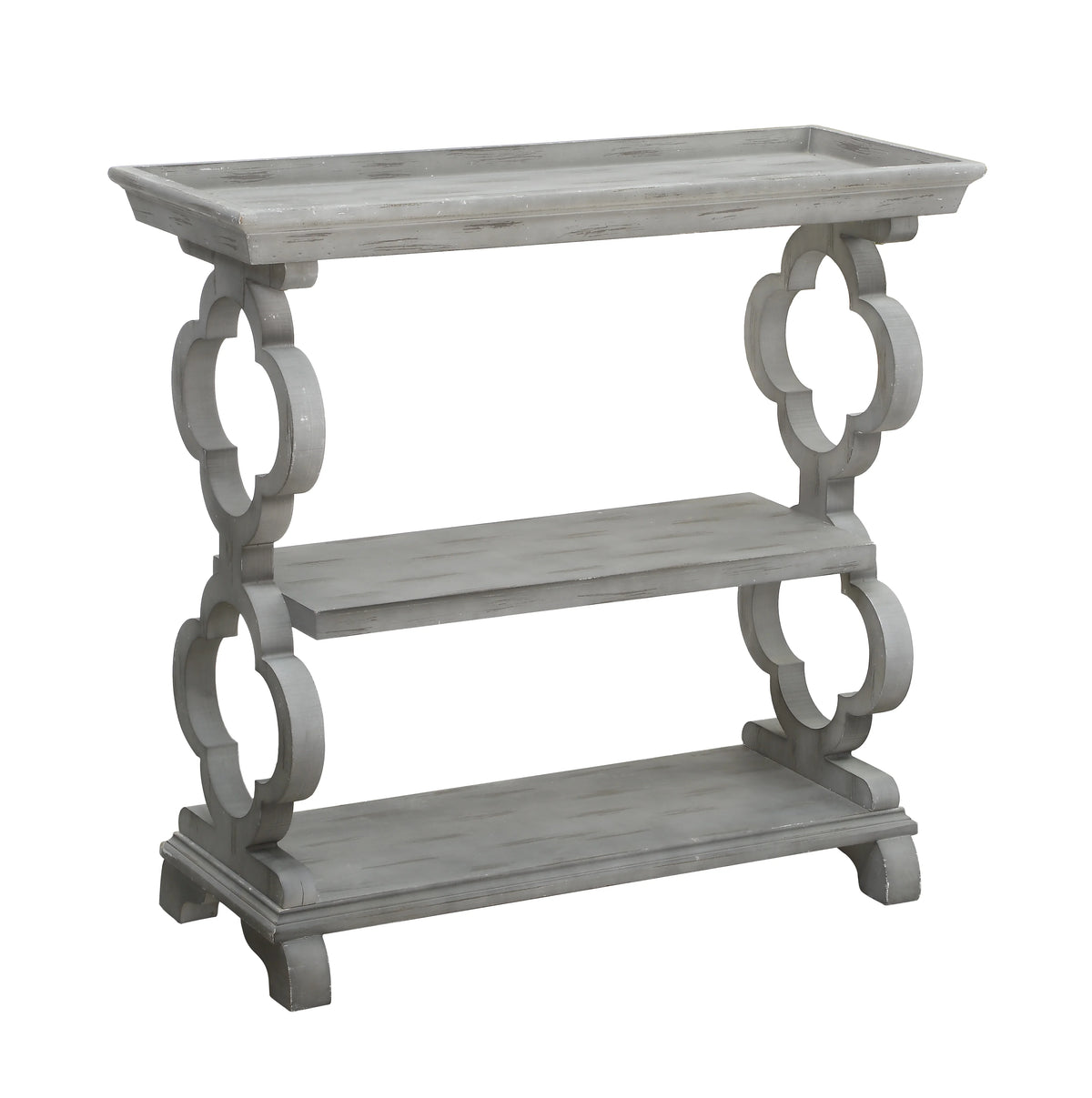 Grey Quatrefoil Console Table Z35003