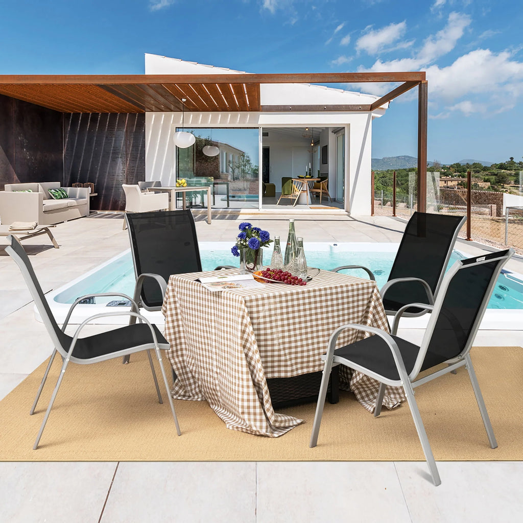 Set of 4 Black Stackable Patio Dining Chairs D279
