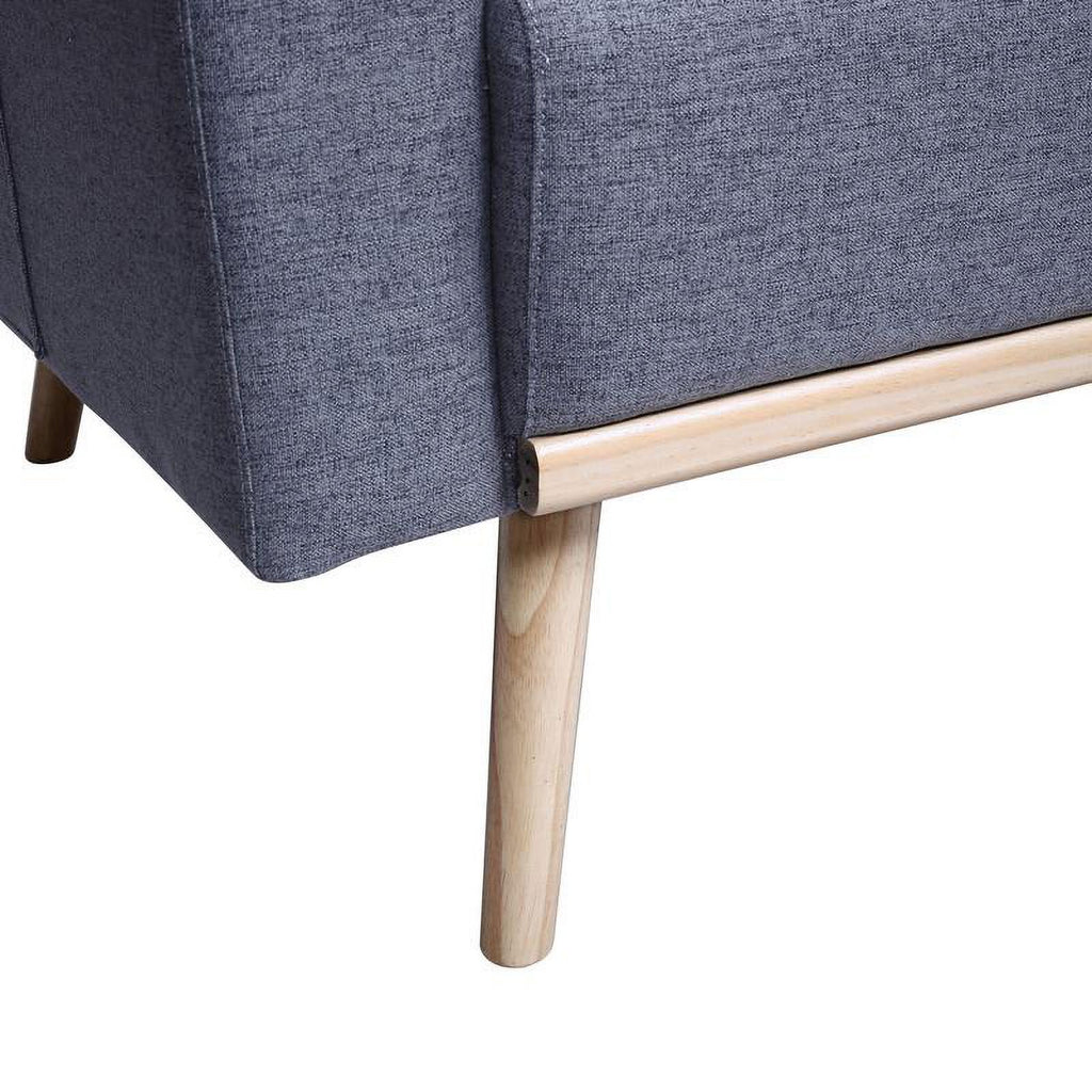Dark Gray Linen Fabric Sofa Loveseat Set with USB Ports Y60300