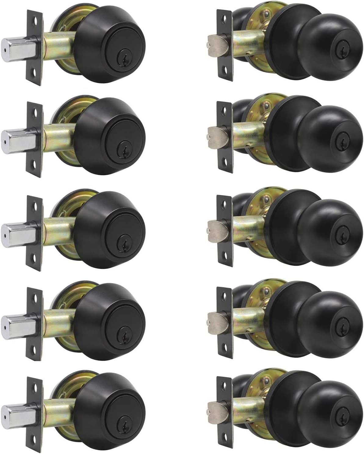 Entry Door Knob and Deadbolt Lock Set with Single Cylinder Deadbolt Keyed Alike Combo Pack T3972