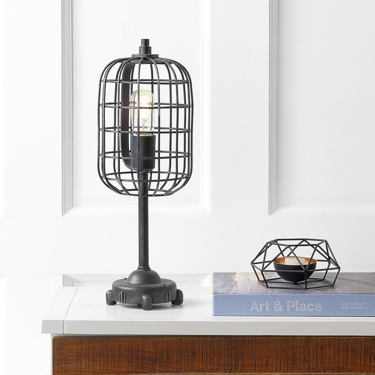 Black/Silver Industrial Metal Table Lamp L8980